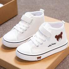 Zapatos de lona para niños, zapatos de caña alta para niños, nuevo estilo, zapatos para niñas, primavera y otoño, estilo coreano, zapatos de suela suave para niños. - Blanco - Ver 6