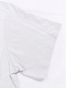 Manfinity Dauomo Camiseta de manga corta casual y holgada con cuello redondo y estampado de eslogan para hombre - Blanco - Ver 5