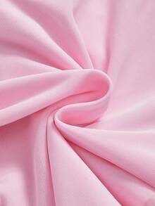 ROMWE Kawaii Damlinne med hjärtdekoration och rynkad, knytband i halsringning - Rosa - Visa 4