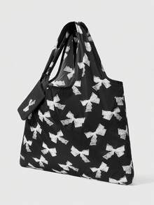 ROMWE Kawaii Túi đựng đồ họa tiết nơ thời trang, Túi tote mua sắm có thể gấp gọn, dung tích lớn, có ví đựng tiền xu - Nhiều màu - Xem 3