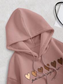 INAWLY Women's Heart Slogan Graphic Print Regular Fit Long Sleeve Sweatshirt - Rusty Rose - View 4