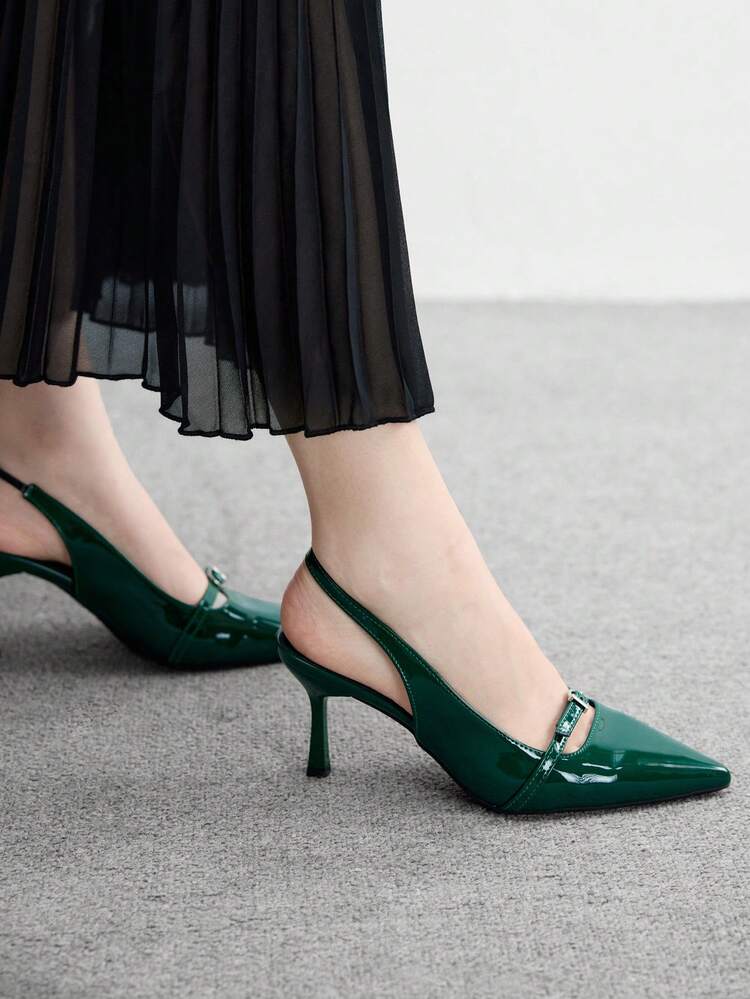 CUCCOO BIZCHIC Women's Pointed Toe High Heel Pumps, Sexy Stiletto, Versatile For Outdoor, Commute, Daily Wear, Office, Moss Green For Christmas Spring Shoes