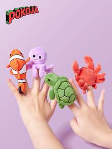 1pc Funny Ocean Series Animal Finger Puppet Plush Doll, Mini Shark, Orca, Turtle, Crab, Octopus, Clownfish Finger Puppets, Parent-Child Interactive Doll, Children's Birthday Gift - Multicolor - View 2