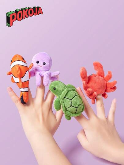 1pc Funny Ocean Series Animal Finger Puppet Plush Doll, Mini Shark, Orca, Turtle, Crab, Octopus, Clownfish Finger Puppets, Parent-Child Interactive Doll, Children's Birthday Gift