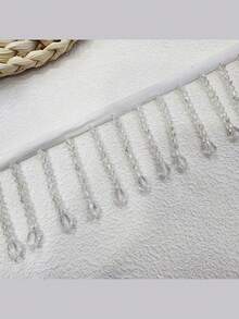 1 Yard Crystal Bead Fringe Trim - Pearl Tassel Edging For Costume Curtain Veil Decor, DIY Glamorous Stage Wear & Home Embellishment