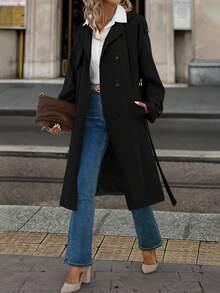 Solivie 女士保暖内衬风衣，秋冬外套 - 黑色 - 查看 5