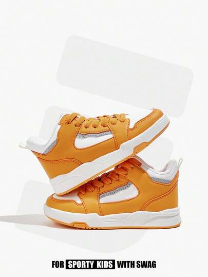 JNSQ Grundlegende, modische und lässige Kinder Flatform Sportschuhe mit Farbblockdesign