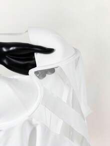 Y2K Amplova Women's Solid Color Minimalist Casual Bodysuit, Autumn/Winter Thanksgiving And New Year Party Dress - White - View 10