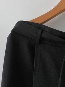 GlowEve CURVE Plus Size Women Casual Elegant Commuter Front Bowknot Pants - Black - View 5