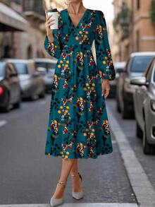 SHEIN Clasi 蓝色碎花长裙，适合日常穿着 - 彩色 - 查看 6