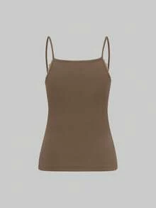 Camiseta de seda de terciopelo con ribete de encaje para mujer, otoño/invierno - Marrón - Ver 2