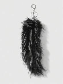 ROMWE 1pc Random Color Y2K Soft Fluffy Ombre Faux Fox/Wolf Tail Keychain, Vintage Grunge Goth Aesthetic, Suitable For Women, Girls, Girlfriends, Daily Wear, Holiday Gift - Multicolor - View 22