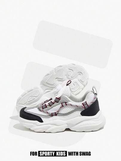 JNSQ Fashionable And Cool Mesh Breathable Children's Casual Sports Shoes With Rotating Buckles, Chunky Sneakers Style