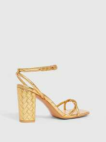 CUCCOO SZL New Summer Thick Heel Buckle Strap Strap High Heels - Gold - View 2