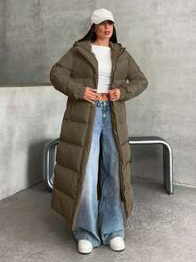 EURMUSE Belt DETAILED FUR ADDED LONG WINTERCOAT - Mocha Brown - View 4