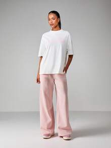 Missguided x Playboy 经典图案印花超大 T 恤夏季休闲街头装舒适剪裁圆领侧开衩棉混纺宽松剪裁柔软家居服 - 白色 - 查看 5