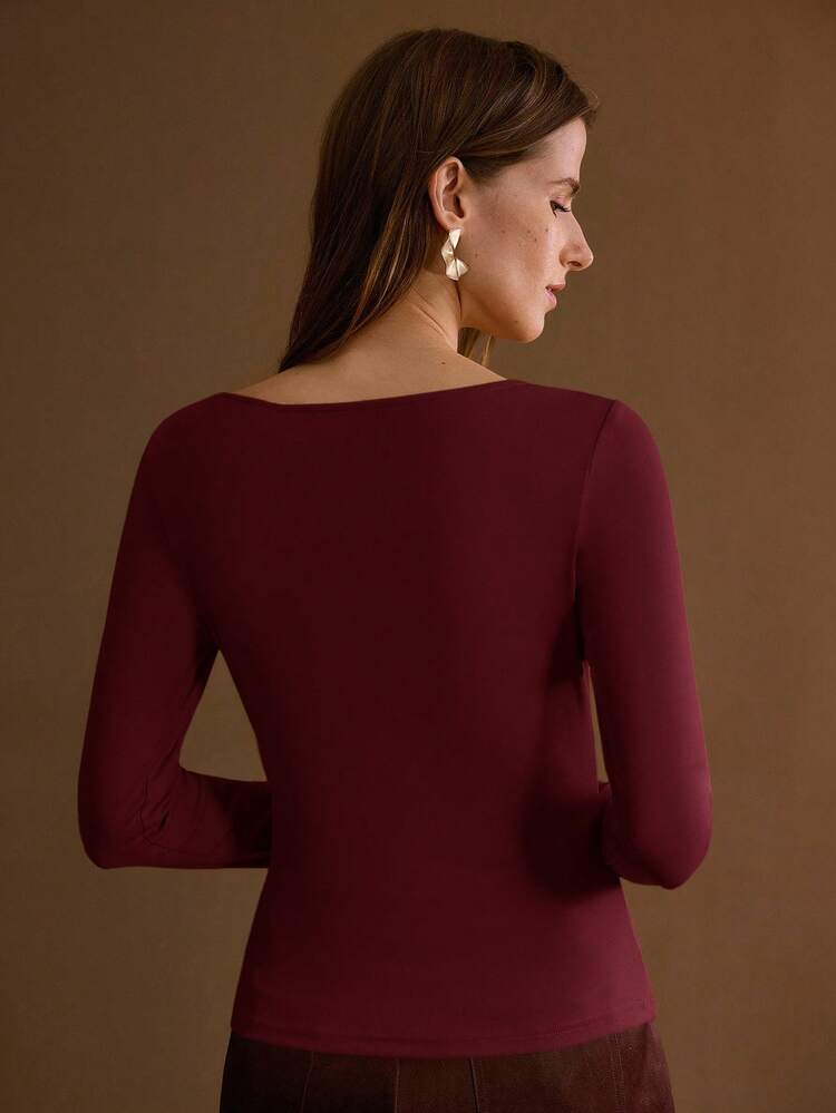 ASYMMETRIC COLLAR FITTED T-SHIRT, AUTUMN/WINTER