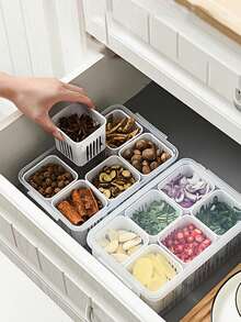 1 Set Of Multi-Grid Food Storage Box. - Clear - View 2