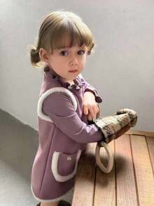 SHEIN 女宝宝秋冬新款优雅公主裙套装 - 紫色 - 查看 7