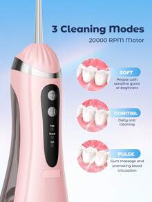 Teckwe 口腔冲洗器便携式水牙线器可充电 3 种模式，无线牙科水射流，防水牙线清洁棒，适合家庭旅行 - 彩色 - 查看 4