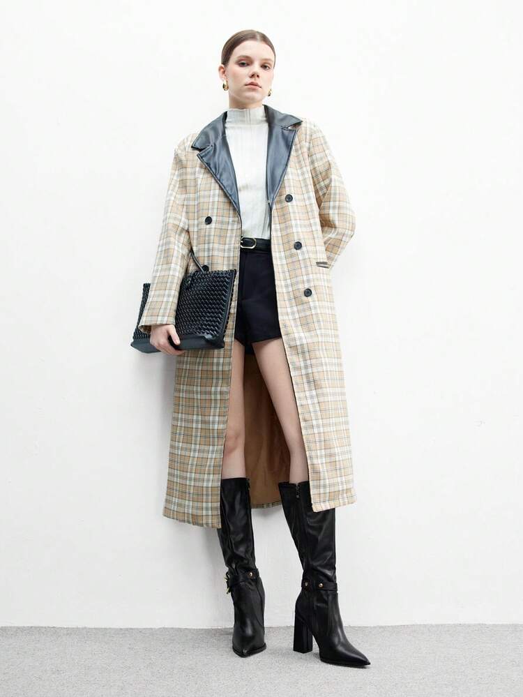 CUCCOO BIZCHIC High-Quality Commuter Buckle Black Knee-High Boots, Pointed Toe Chunky Heel Elegant Women's Boots, Fashionable Versatile New Style Long Boots, Showcasing Feminine Charm And Elegant