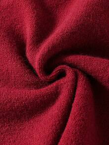 女童乡村手工刺绣可爱圆领长袖针织毛衣上衣，秋冬 - 酒紅色 - 查看 6