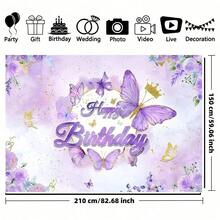 1 Fairy Princess Purple Butterfly With Crown Birthday Background Banner - Celebrations And Parties, Shower Photography Background, Home Decoration, Wall Decoration, Party Background Decoration, Party Decoration/Supplies/Gifts - Multicolor - View 8