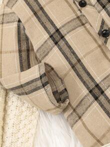 SHEIN Bộ quần yếm nhung kẻ caro 2 món cho bé trai sơ sinh, Bộ quần yếm nhung kẻ caro cho trẻ sơ sinh, Trang phục thường ngày mùa thu/đông cho bé trai, Quần áo trẻ sơ sinh màu be trung tính, Bộ áo sơ mi kẻ caro cho bé trai sơ sinh 6 tháng - 3 tuổi - Màu be - Xem 8