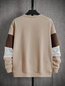 EASEVO 加大码男士休闲撞色圆领套头卫衣 - 彩色 - 查看 2