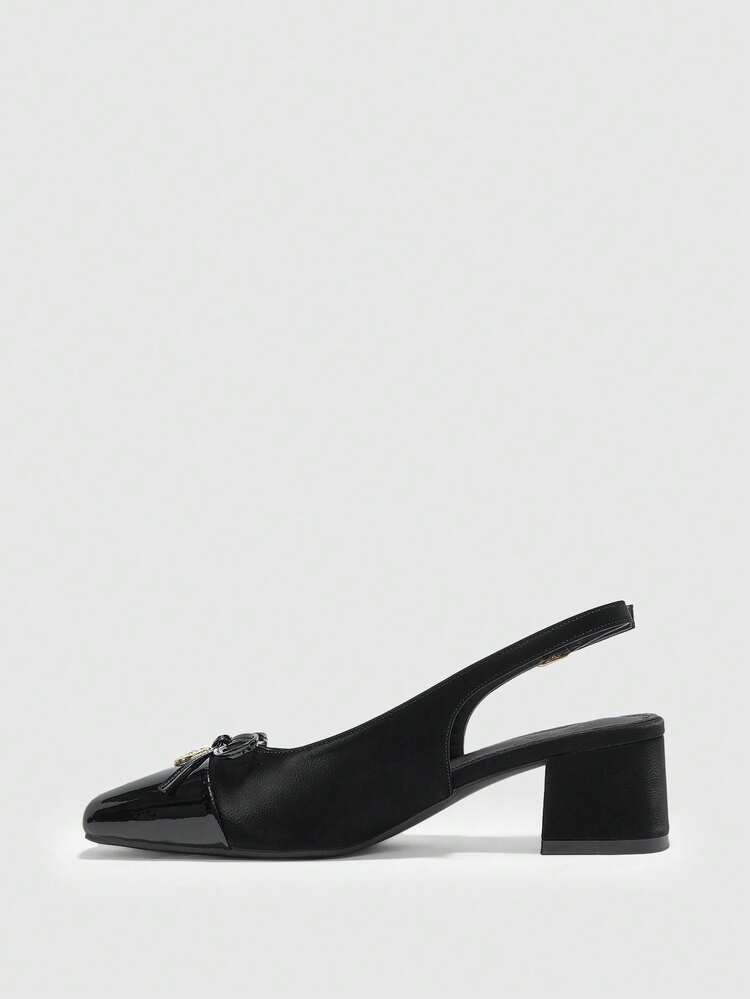 CUCCOO BIZCHIC Women's Classic Low Heel Slip-On Pumps, Black For Christmas Spring Shoes