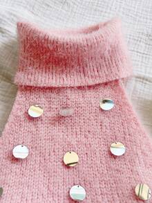 Soleia 春夏新款休闲度假西部海滩婚礼宾客着装毕业早午餐女士圣帕特里克节春假复活节音乐节优雅波西米亚热带风情高领亮片装饰派对针织上衣 - 粉色 - 查看 5