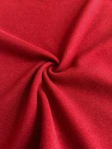 SHEIN 1 Set Solid Color Short Sleeve Top And Pants Casual Outfit Pajama Sets For Women Round Neck Women Lounge Sets Red Pajamas For Women Women Lounge Sets Two Pieces Lounge Set - Burgundy - View 7