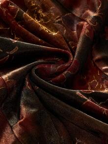 ROMWE EDITION 复古花卉印花毛绒拼布女式开衫夹克，万圣节 - 彩色 - 查看 2