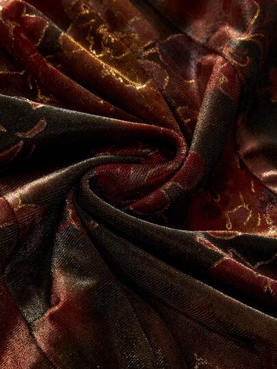 EDITION Vintage Floral Print Plush Patchwork Cardigan Jacket For Women, Halloween