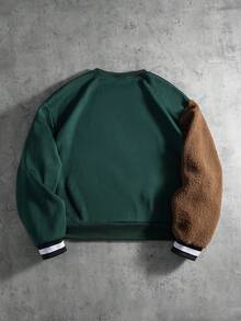 PAVTROS 男士姜饼刺绣圆领长袖休闲抓绒套头衫，秋冬季，圣诞节 - 彩色 - 查看 5