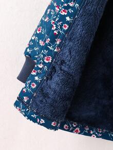 SHEIN Elladie kids 少女花卉印花连帽长袖夹克外套