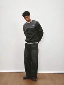 TOKVUE Sweatshirt Pullover Oversized Bergaya Retro Sporty, Desain Dua Warna, Pakaian Olahraga Lengan Panjang, Grafis Bordir, Gaya Jalanan, Fesyen Urban untuk Musim Dingin - MultiWarna - View 4