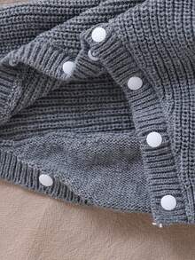 SHEIN Vintaside Kids 男婴毛衣连体裤，时尚可爱百搭小熊提花针织连体裤 - 淺灰色 - 查看 6