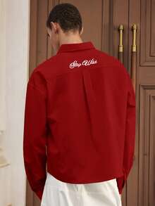 SWAVVY Áo sơ mi nam dài tay in họa tiết, kiểu dáng thường ngày. - Màu Đỏ Sâu - Xem 6