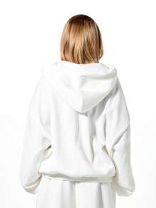 SUMWON WOMEN Zip Through Hoodie With Large Number Print Casual Streetwear Sweatshirt For Fall Winter