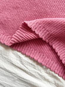 SHEIN Tween Girls' Casual Bowknot Pattern Knit Dress - Pink - View 6