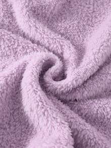 女童休闲毛绒猫咪图案刺绣长裤和长袖舒适睡衣套装 - 淡紫色 - 查看 7