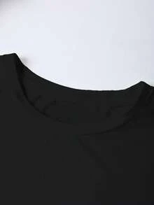 EMERY ROSE Christmas Antler Bow Creative Printed Casual Enhanced T-Shirt - Black - View 4