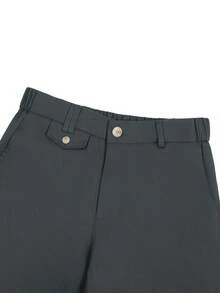 Manfinity Mode 男士休闲日常通勤纯色斜口袋西装裤 - 深灰色 - 查看 6