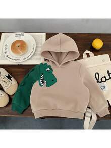 Pixure 男婴针织恐龙图案连帽休闲卫衣，长袖上衣，卫衣，男婴服装，恐龙服装，恐龙卫衣，连帽卫衣，婴儿卫衣 - 彩色 - 查看 3