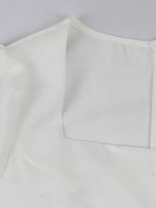 Franclia Váy xòe tay bồng cổ thuyền dệt cỡ lớn, eo bó, thu/đông - trắng - Xem 3