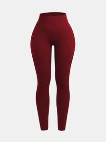 SHEIN 3 paquetes de leggings sin costuras acanalados para niñas preadolescentes - Pantalones de yoga de control de barriga de cintura alta sin transparencia para entrenamiento, atletismo, running, ciclismo, yoga, pickleball, ejercicio y uso casual - Multicolor - Ver 4