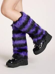 ROMWE Grunge Punk 1双豹纹时尚保暖女式腿套 - 彩色 - 查看 4