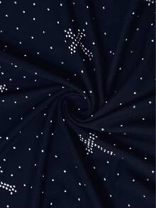 Manfinity Roghcode 1 件男士休闲宽松短袖 T 恤，黑色，水钻装饰，超大宽松廓形，成熟街头风格，适合通勤、日常穿着、返校、度假，是送给男朋友/丈夫的绝佳礼物，情侣装 - 藏蓝色 - 查看 7