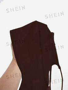 KIZN Top de manga larga con malla, detalle de giro, recorte y mangas transparentes con abertura en el pecho - Marrón Chocolate - Ver 7